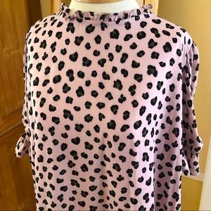 Lavender Leopard Puff Sleeve Top